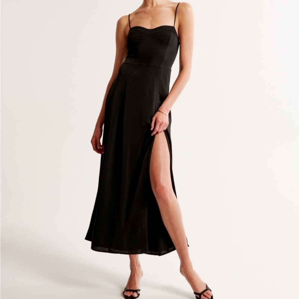 Abercrombie & Fitch Black Camille Midi Dress